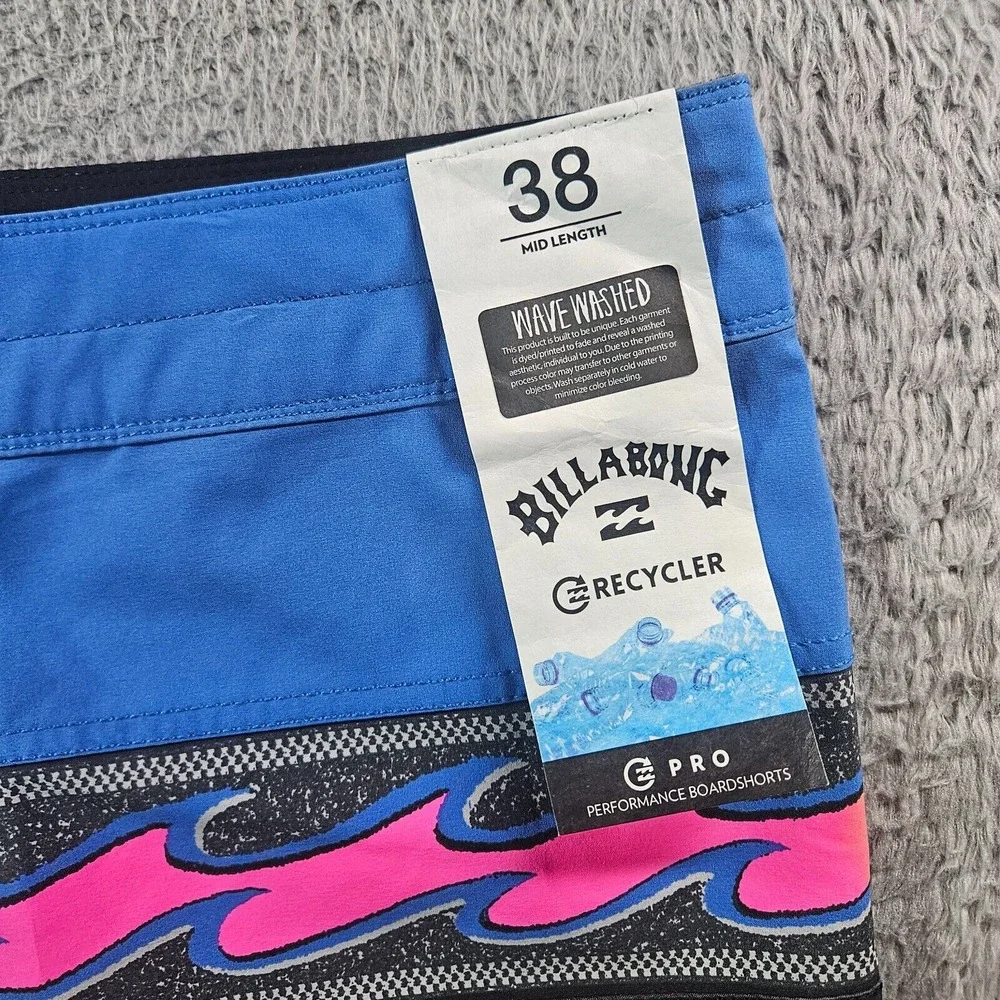 NWT Billabong Swim Trunks Board Shorts Men's 38 No Liner Momentum Pro Wave Surf‎
